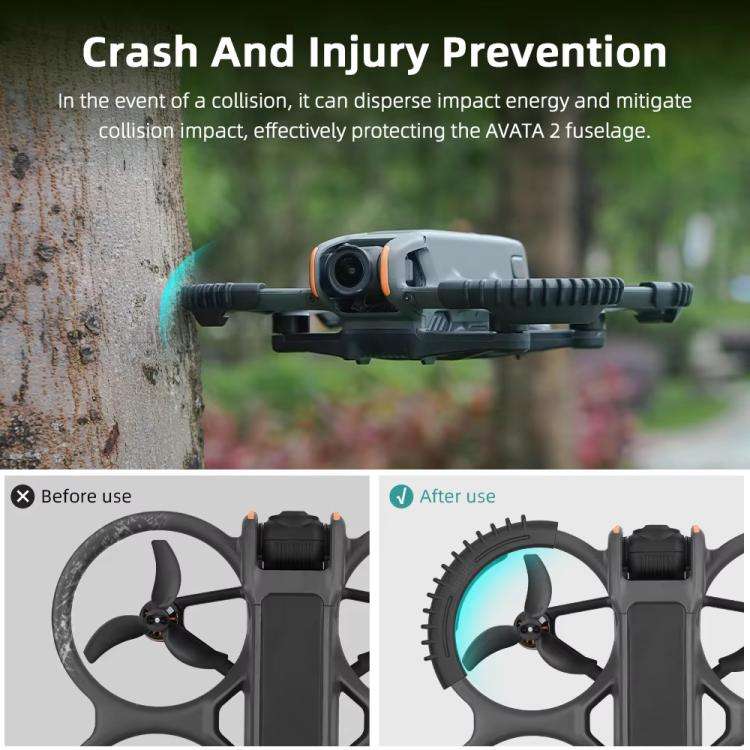 For DJI Avata 2 BRDRC 4pcs Paddle Protection Bumper Rings(Black)