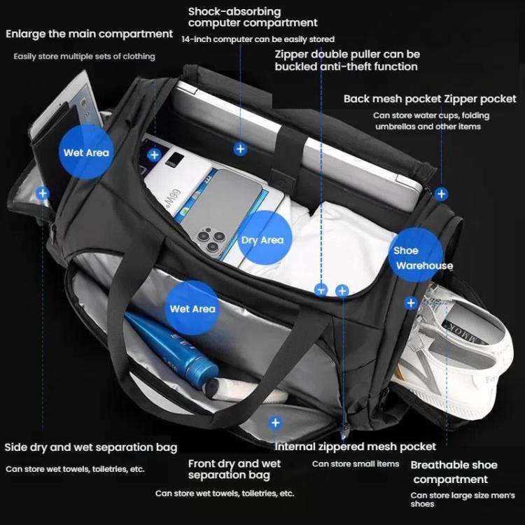 WEPOWER Large Capacity Travel Bag With Independent Shoe Compartment and Wet / Dry Separation Comp...