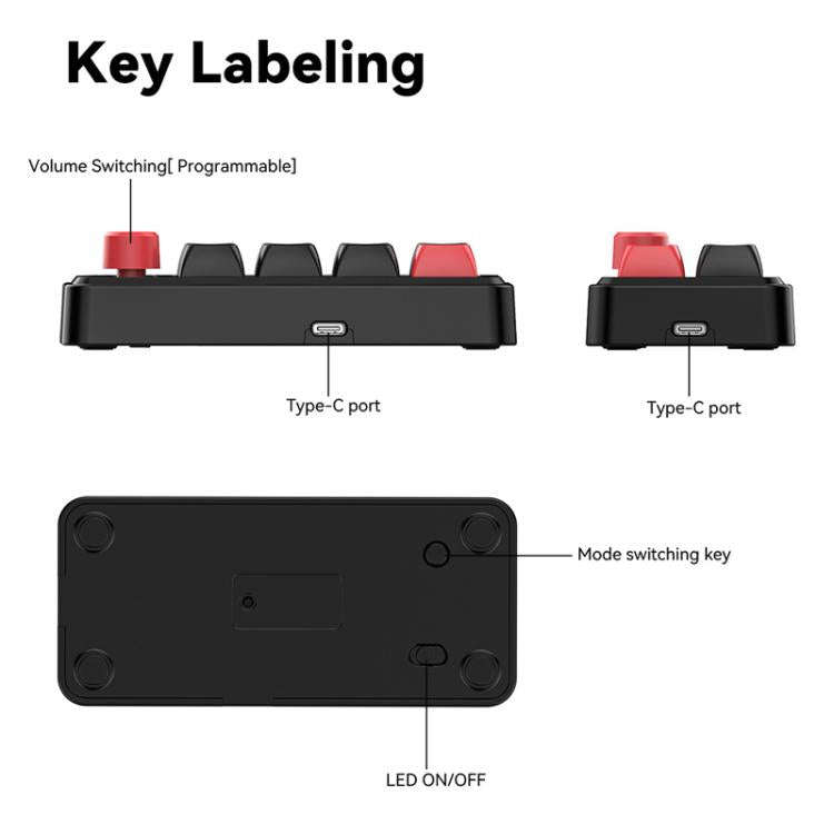 MKESPN 8-Key Wired Hot-Swappable Macro Definition Gaming Mechanical Keyboard With Knob(Black)
