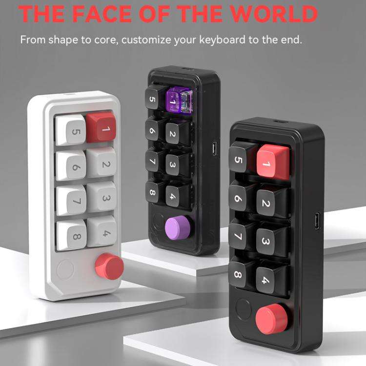 MKESPN 8-Key Wired Hot-Swappable Macro Definition Gaming Mechanical Keyboard With Knob(Black)