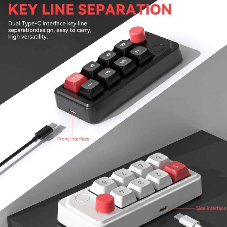 MKESPN 8-Key Wired Hot-Swappable Macro Definition Gaming Mechanical Keyboard With Knob(Black)