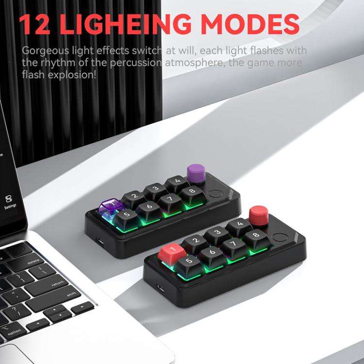 MKESPN 8-Key Wired Hot-Swappable Macro Definition Gaming Mechanical Keyboard With Knob(Black)