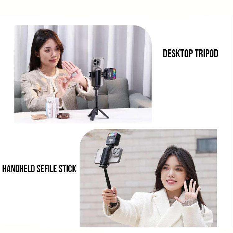 Pocket Mini Selfie Stick 3 In 1 Extendable Grip Phone Tripod With Bluetooth Remote Control(White)