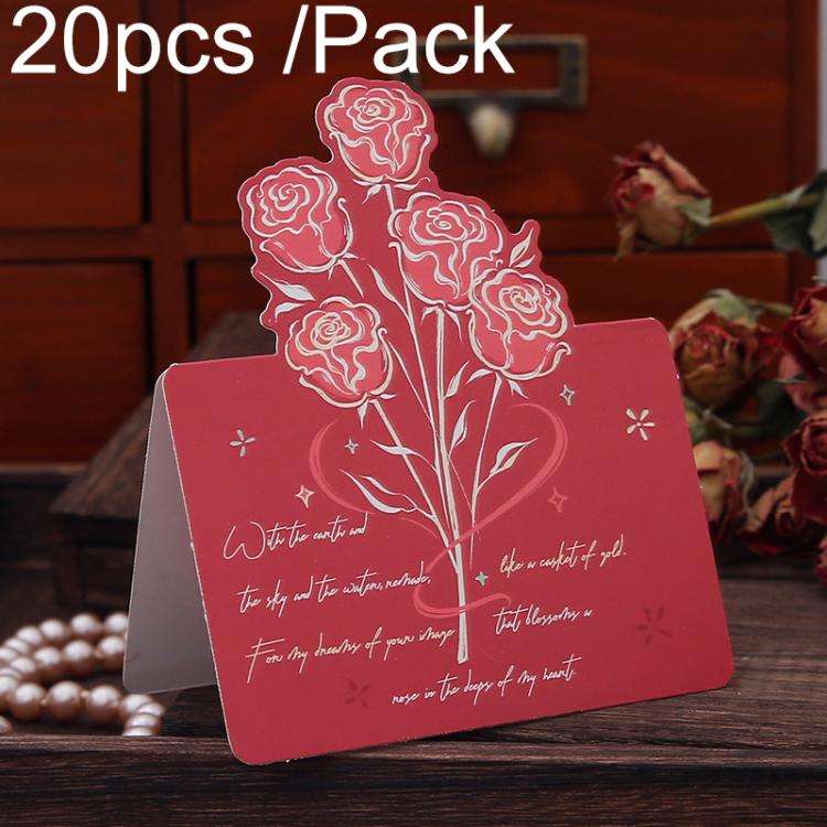 20pcs /Pack Three-Dimensional Rose Valentine Day Greeting Card Mother Day Message Card(06)
