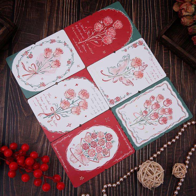 20pcs /Pack Three-Dimensional Rose Valentine Day Greeting Card Mother Day Message Card(03)