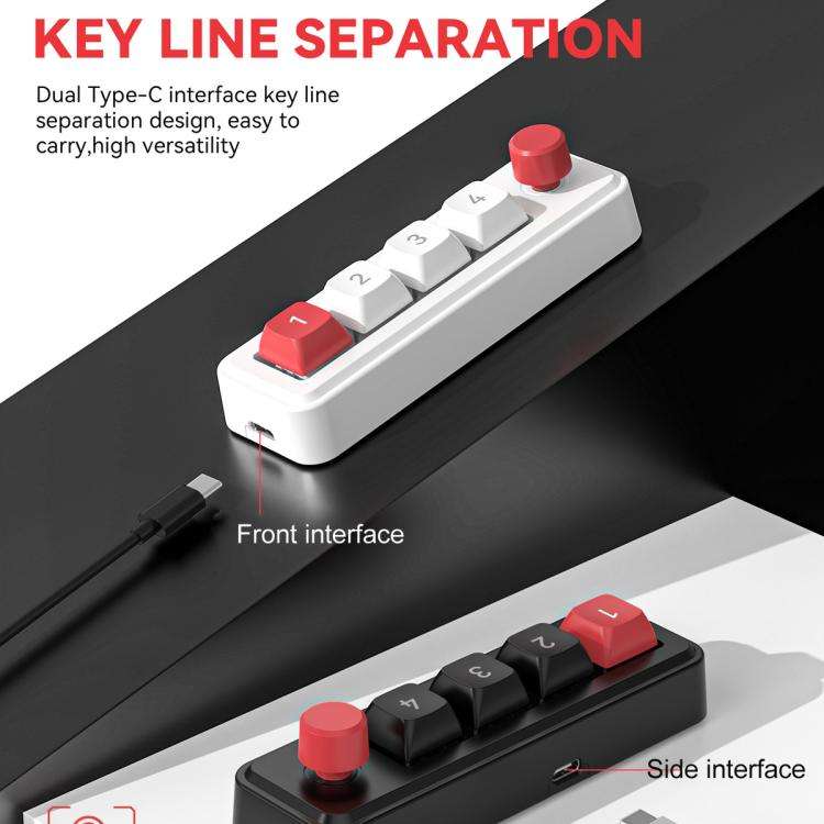 MKESPN 4-Key Macro Programmable Mechanical Gaming Keyboard With Dual USB-C Ports Hot-Swappable RG...
