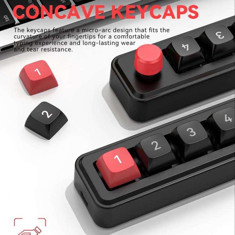 MKESPN 4-Key Macro Programmable Mechanical Gaming Keyboard With Dual USB-C Ports Hot-Swappable RG...