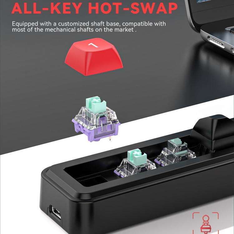 MKESPN 4-Key Macro Programmable Mechanical Gaming Keyboard With Dual USB-C Ports Hot-Swappable RG...