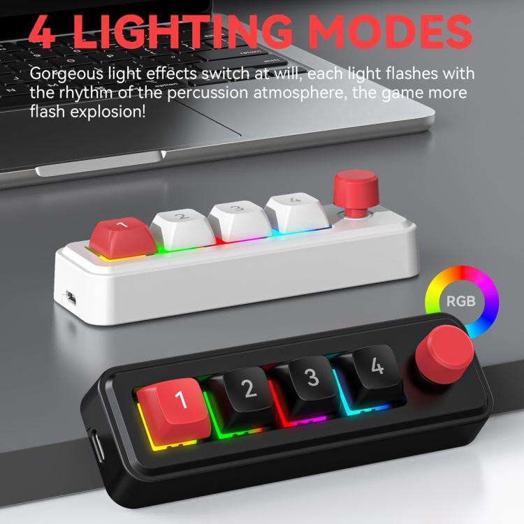 MKESPN 4-Key Macro Programmable Mechanical Gaming Keyboard With Dual USB-C Ports Hot-Swappable RG...