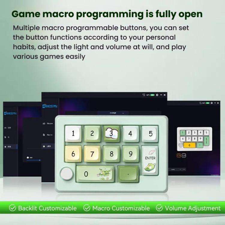 MKESPN W908 Wireless Tri-Mode Hot-Swappable Macro-Defined RGB Backlit Gaming Mechanical Keypad(Bl...