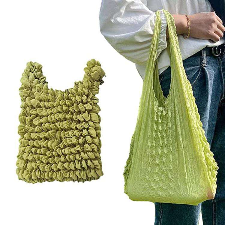 Mini Retractable Bubble Bag Multifunctional Large-capacity Elastic Shopping Bag(Khaki)