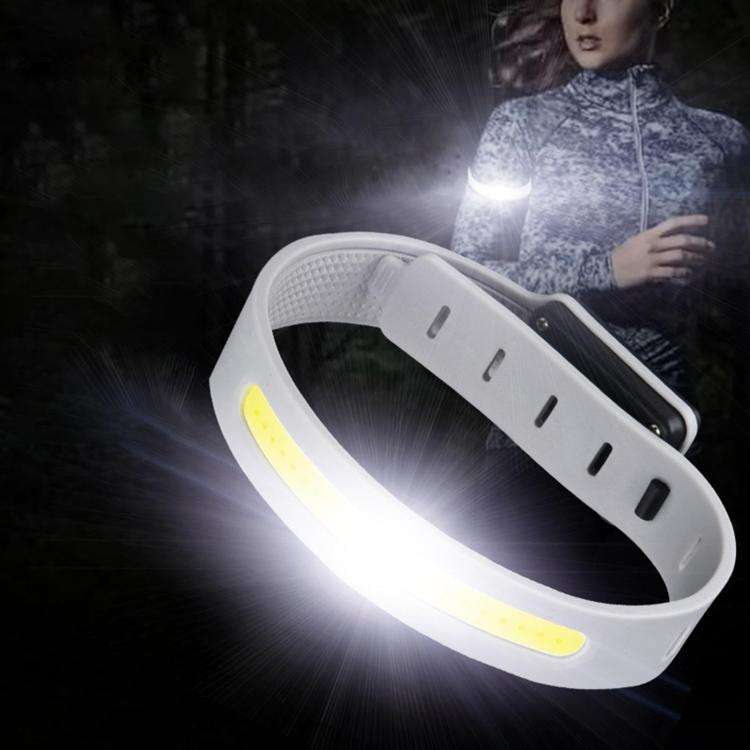Rechargeable COB Armband Light Night Running Safety Warning Arm Leg Wristband Light(Gray)