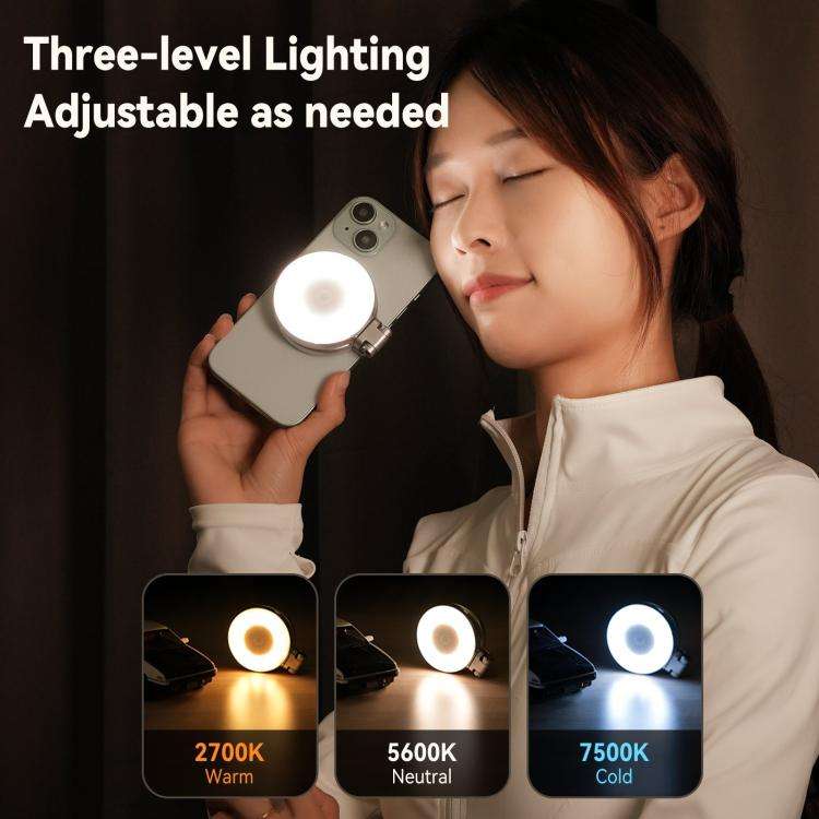 TELESIN S5-BGD-01 Mini Phone Magnetic Beauty Replacement Light Tri-color Temperature Portable Sel...
