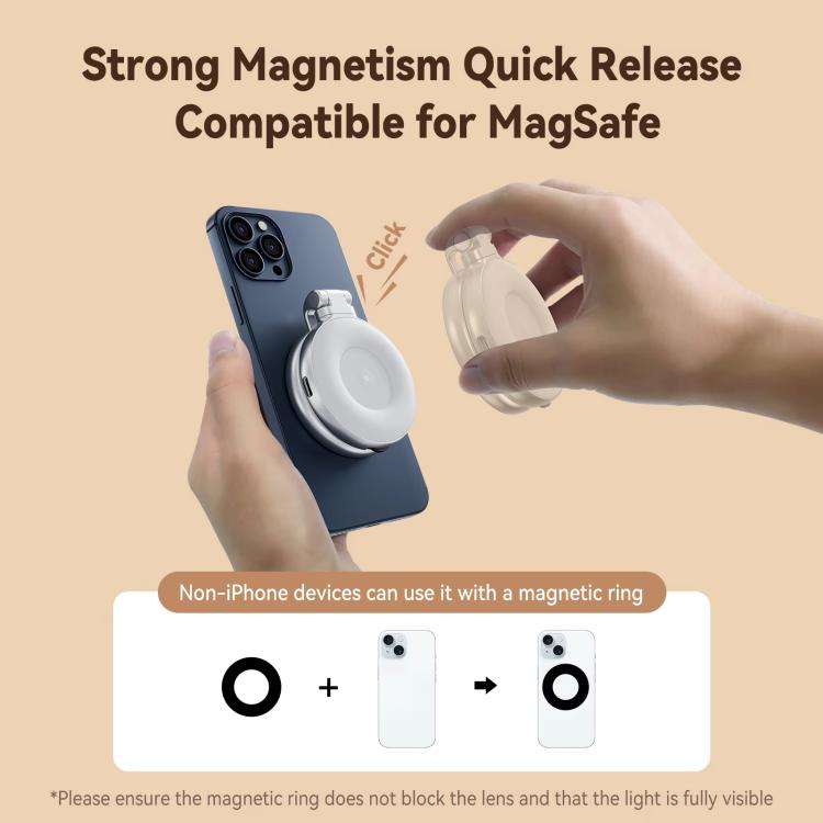 TELESIN S5-BGD-01 Mini Phone Magnetic Beauty Replacement Light Tri-color Temperature Portable Sel...