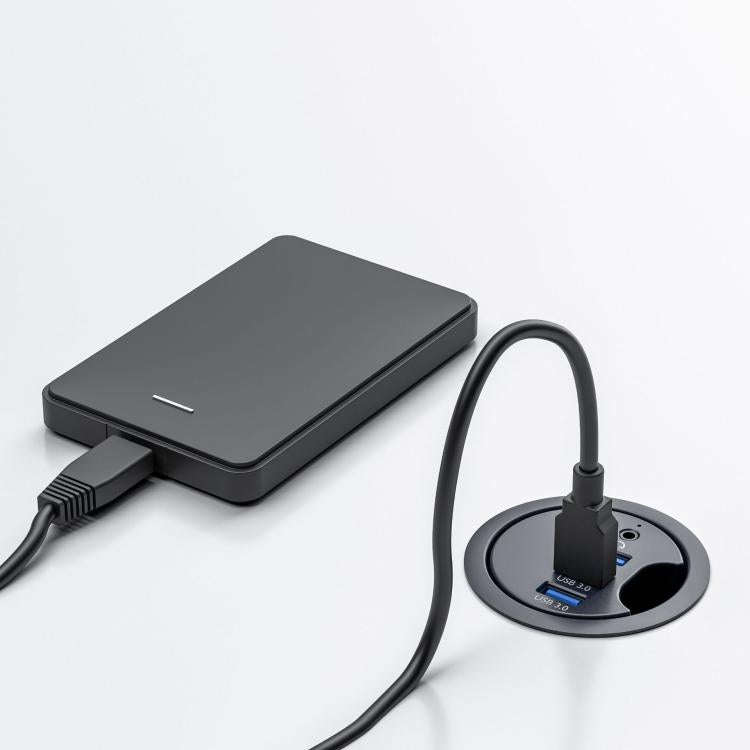 2xUSB3.0+USB-C+SD/MMC Desk Grommet Splitter HUB Dock Station, Cable Length 1.2m