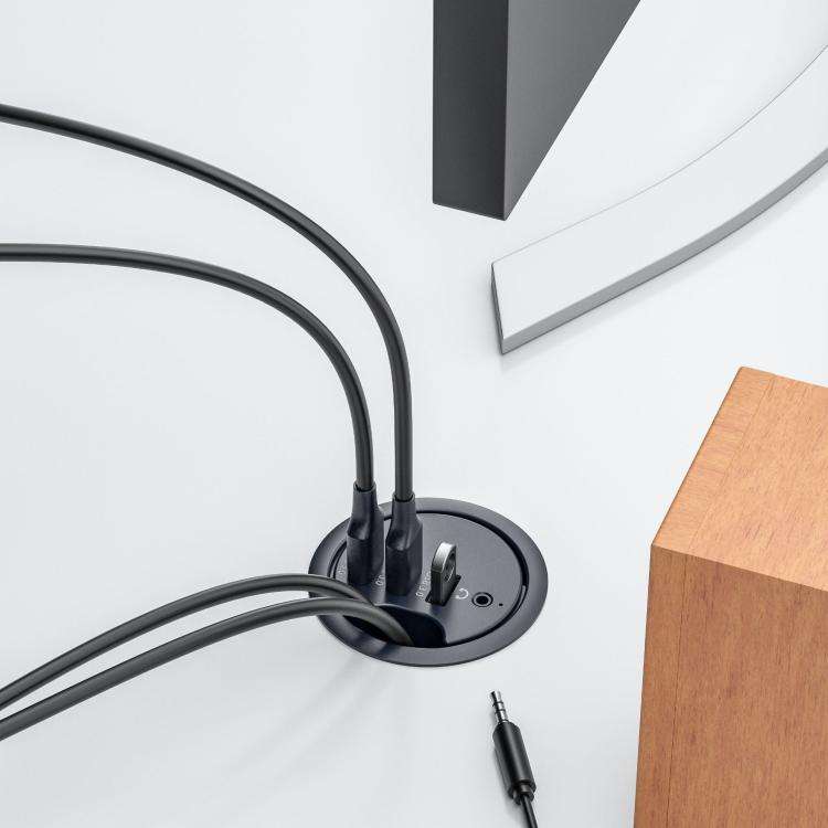 2xUSB3.0+USB-C+3.5mm Desk Grommet Splitter HUB Dock Station, Cable Length 1.2m