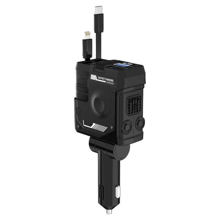 A1 Car 4 In 1 Digital Fast Charger With Retractable Cable(Black)