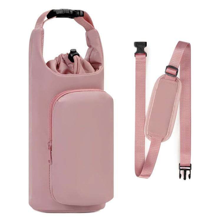 Oxford Cloth Outdoor Sports Water Bottle Cover Handheld Backpack Portable Thermos Mug Bag(Rouge C...