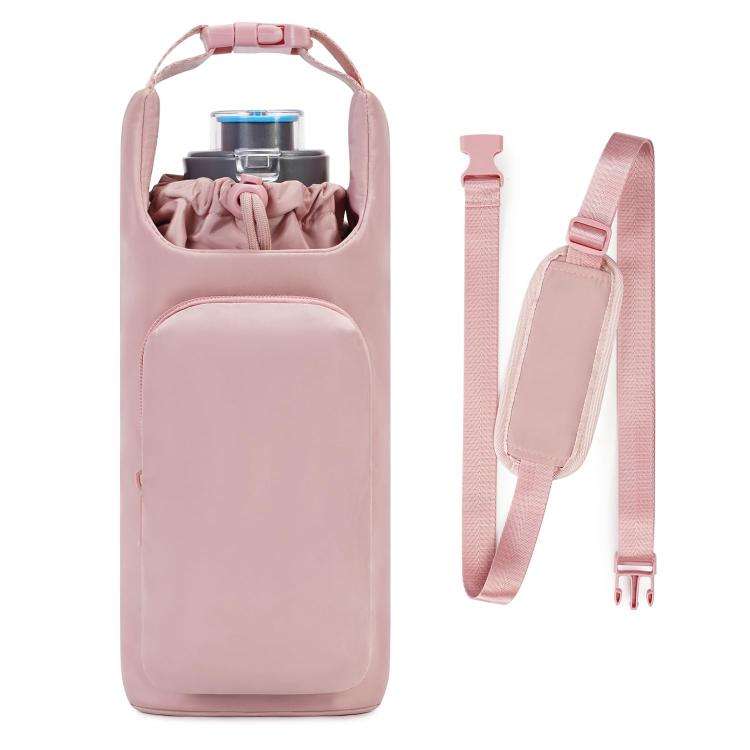 Oxford Cloth Outdoor Sports Water Bottle Cover Handheld Backpack Portable Thermos Mug Bag(Rouge C...