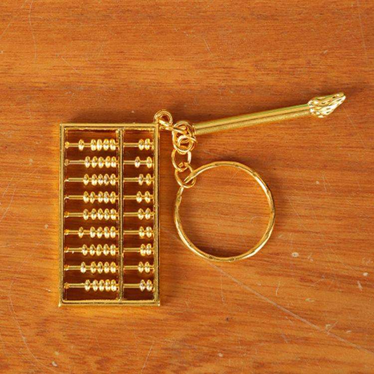 4cm With Pen Zinc Alloy Gold Plated Daily Charm Abacus Keychain