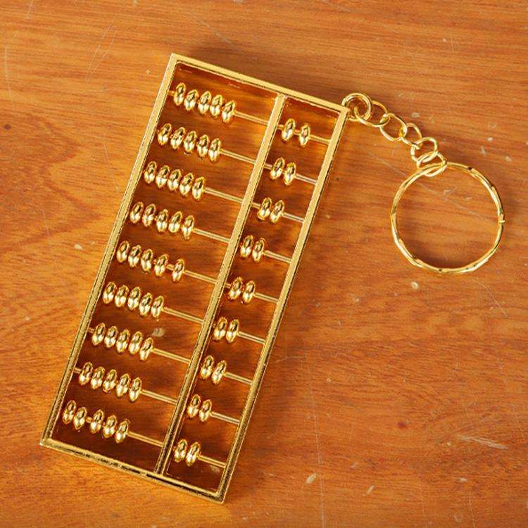 9cm with Keychain Zinc Alloy Gold Plated Daily Charm Abacus Keychain