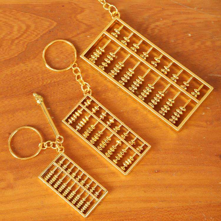 6cm With Keychain Zinc Alloy Gold Plated Daily Charm Abacus Keychain