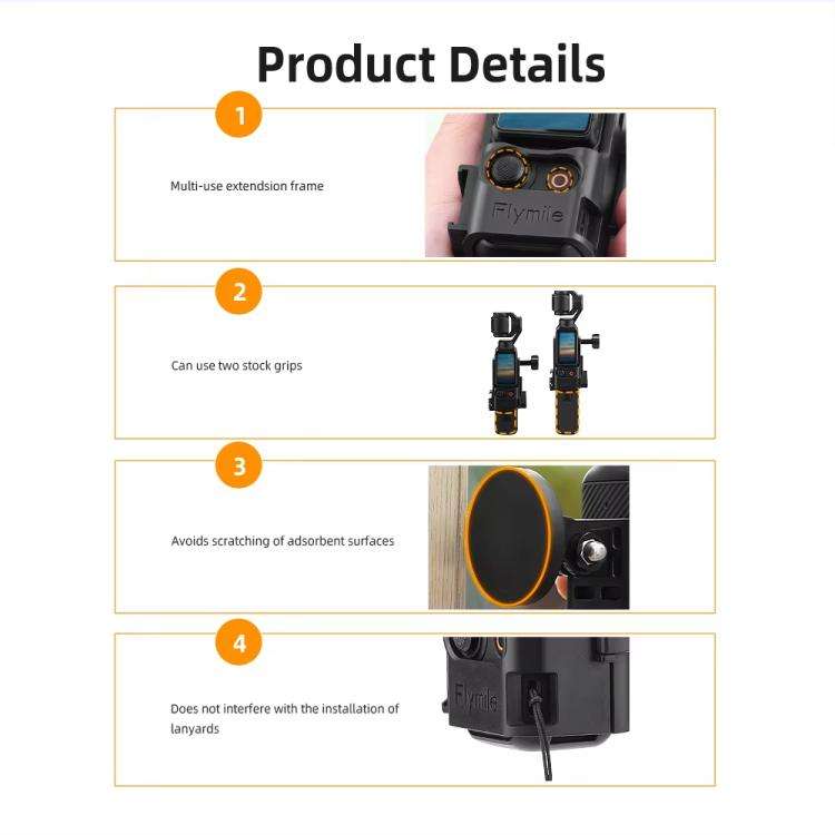 6pcs /Set For DJI Osmo Pocket 3 Flymile Magnetic Bracket Fixed Base Back Clip Adapter Bezel Acces...