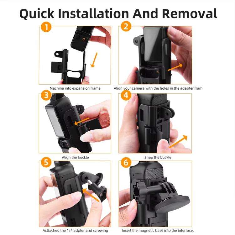 6pcs /Set For DJI Osmo Pocket 3 Flymile Magnetic Bracket Fixed Base Back Clip Adapter Bezel Acces...