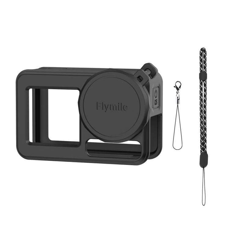 For DJI Osmo Action 3 / 4 / 5 Pro Flymile Silicone Cover Sport Camera Lens Drop Cases(Black)