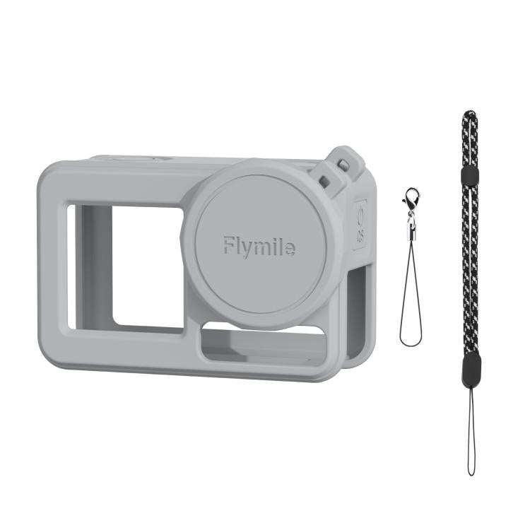 For DJI Osmo Action 3 / 4 / 5 Pro Flymile Silicone Cover Sport Camera Lens Drop Cases(Gray)