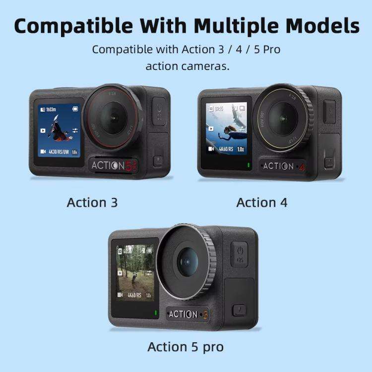 For DJI Osmo Action 3 / 4 / 5 Pro Flymile Silicone Cover Sport Camera Lens Drop Cases(Black)