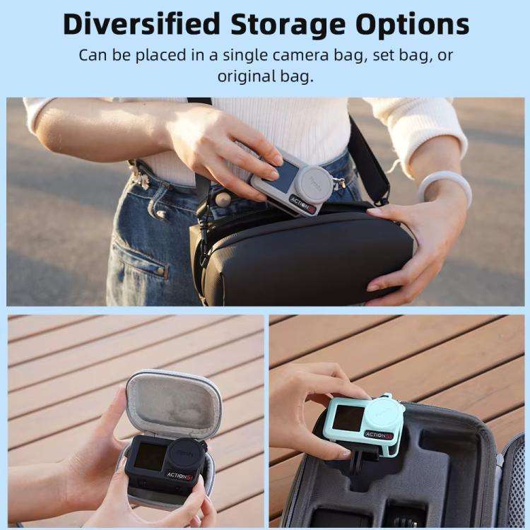 For DJI Osmo Action 3 / 4 / 5 Pro Flymile Silicone Cover Sport Camera Lens Drop Cases(Black)