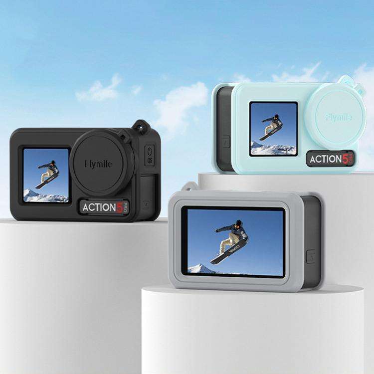For DJI Osmo Action 3 / 4 / 5 Pro Flymile Silicone Cover Sport Camera Lens Drop Cases(Blue)