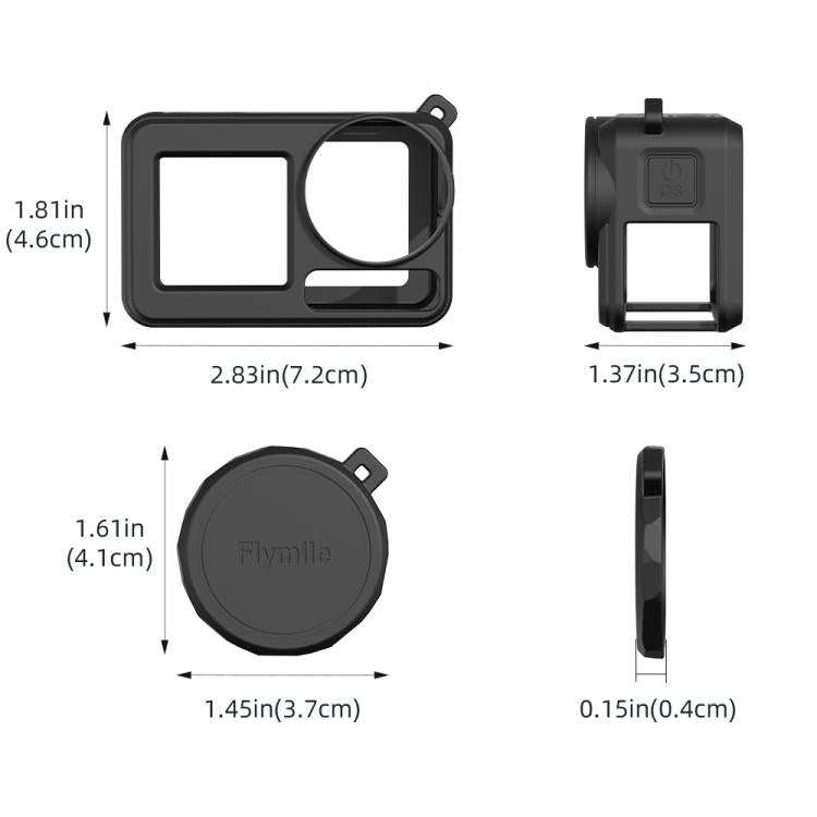 For DJI Osmo Action 3 / 4 / 5 Pro Flymile Silicone Cover Sport Camera Lens Drop Cases(Black)
