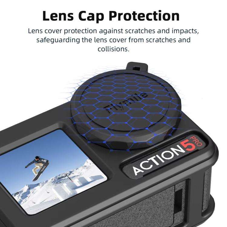 For DJI Osmo Action 3 / 4 / 5 Pro Flymile Silicone Cover Sport Camera Lens Drop Cases(Black)