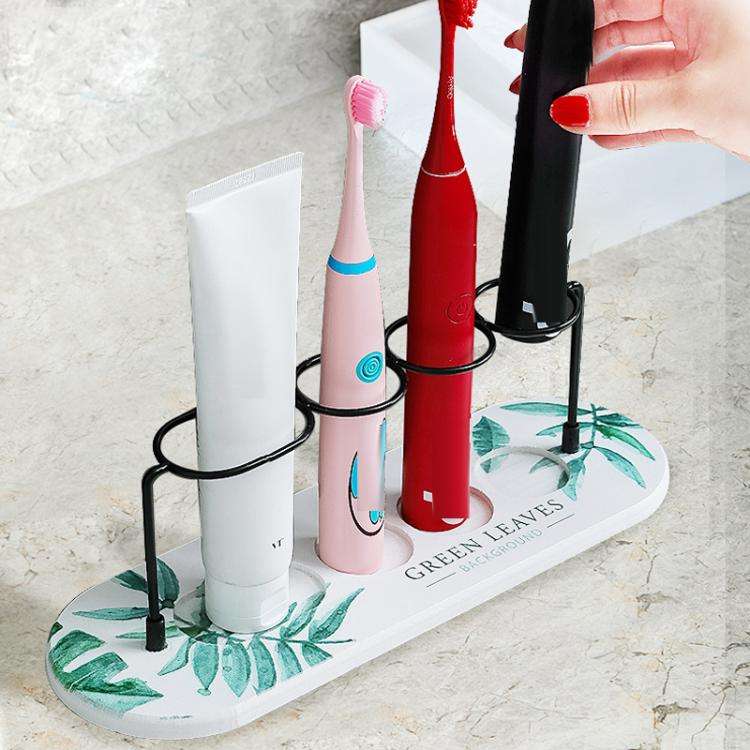 Diatomite Washstand Absorbent Mat Non-slip Toothbrush Holder, Size: 30x10cm(Green Leaf)