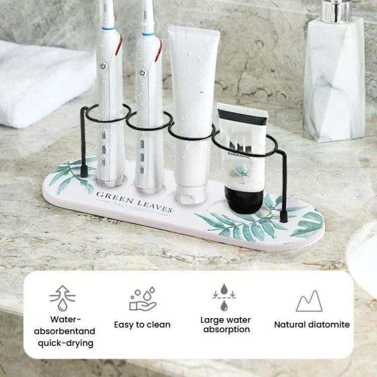 Diatomite Washstand Absorbent Mat Non-slip Toothbrush Holder, Size: 30x10cm(Gold Leaf)
