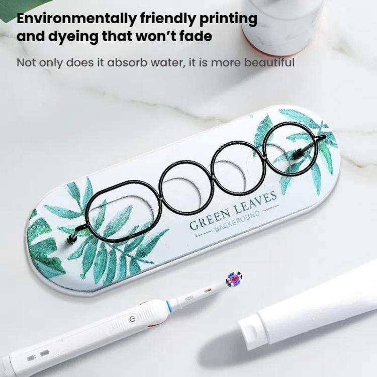 Diatomite Washstand Absorbent Mat Non-slip Toothbrush Holder, Size: 30x10cm(Gold Leaf)