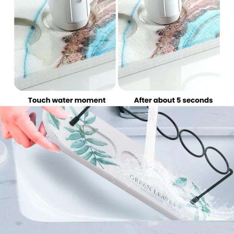 Diatomite Washstand Absorbent Mat Non-slip Toothbrush Holder, Size: 30x10cm(Gold Leaf)