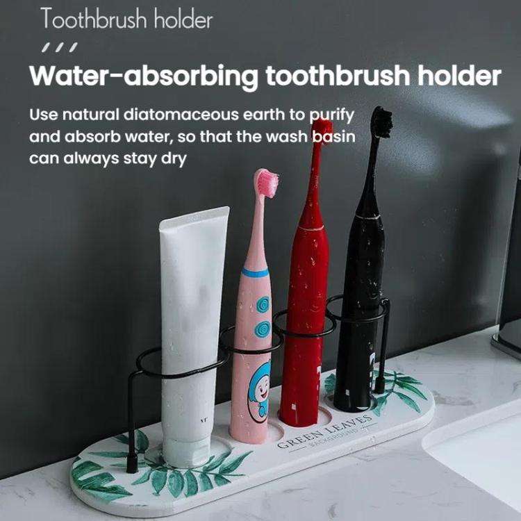 Diatomite Washstand Absorbent Mat Non-slip Toothbrush Holder, Size: 30x10cm(Gold Leaf)