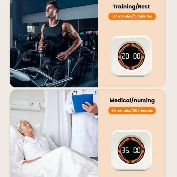 Mini Visual Timer Gravity Sensing Cube Flip Learning Fitness Time Management Timer(White)