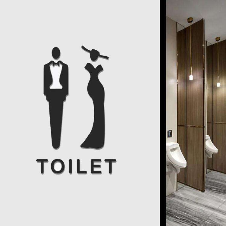 Acrylic Bathroom Sign 3D Hotel Public Place Bathroom Sticker, Size: 25x15cm(Gold)