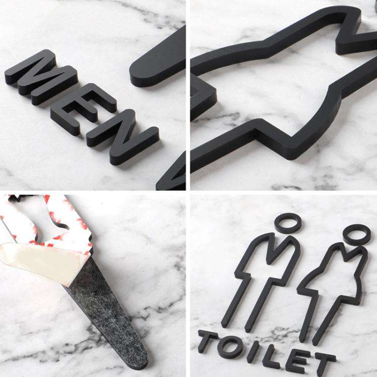 Acrylic Bathroom Sign 3D Hotel Public Place Bathroom Sticker, Size: 32x20cm(Black)