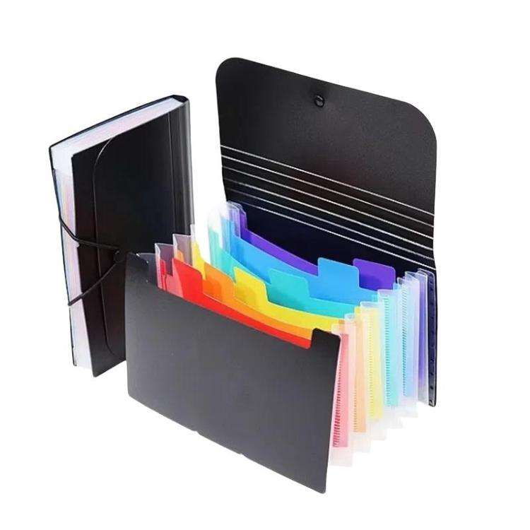 7 Pockets A6 File Organizer Expanding File Folders for Storage and Organization Black Cover Color...