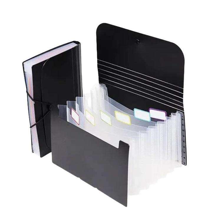 7 Pockets A6 File Organizer Expanding File Folders for Storage and Organization Black Cover Natur...