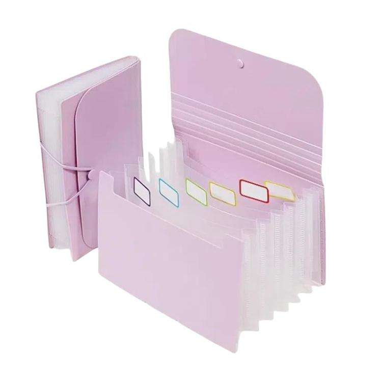 7 Pockets A6 File Organizer Expanding File Folders for Storage and Organization Purple Cover Natu...