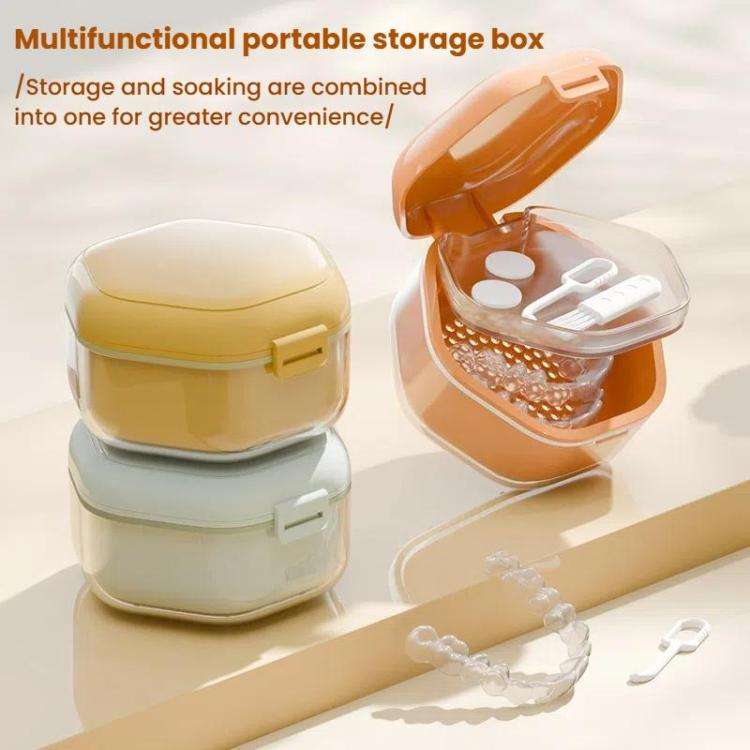 Invisible Braces Box Orthodontic Retainer Organizer Portable Denture Braces Storage Case(Yellow)