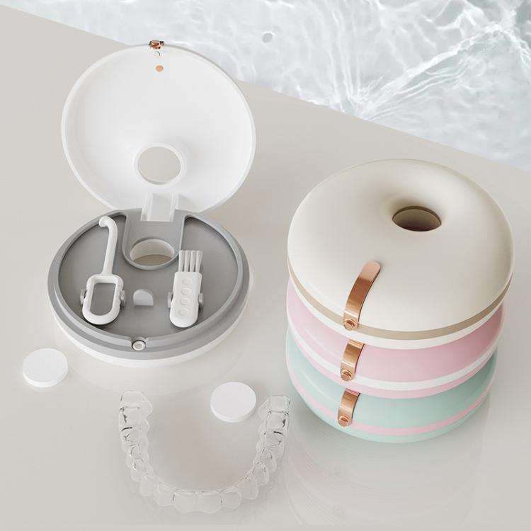 Portable Invisible Braces Box Denture Orthodontic Storage Case with Tooth Hook Set(Pink)