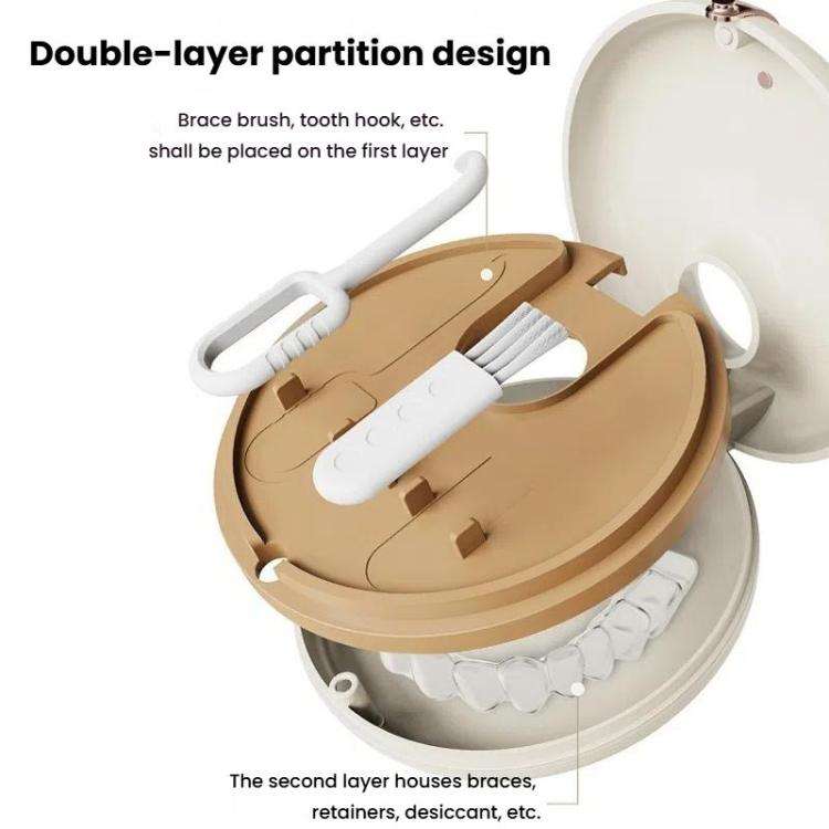 Portable Invisible Braces Box Denture Orthodontic Storage Case with Tooth Hook Set(Green)