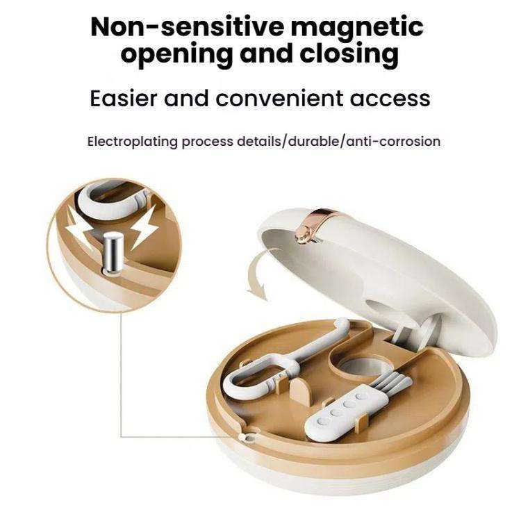 Portable Invisible Braces Box Denture Orthodontic Storage Case with Tooth Hook Set(White)